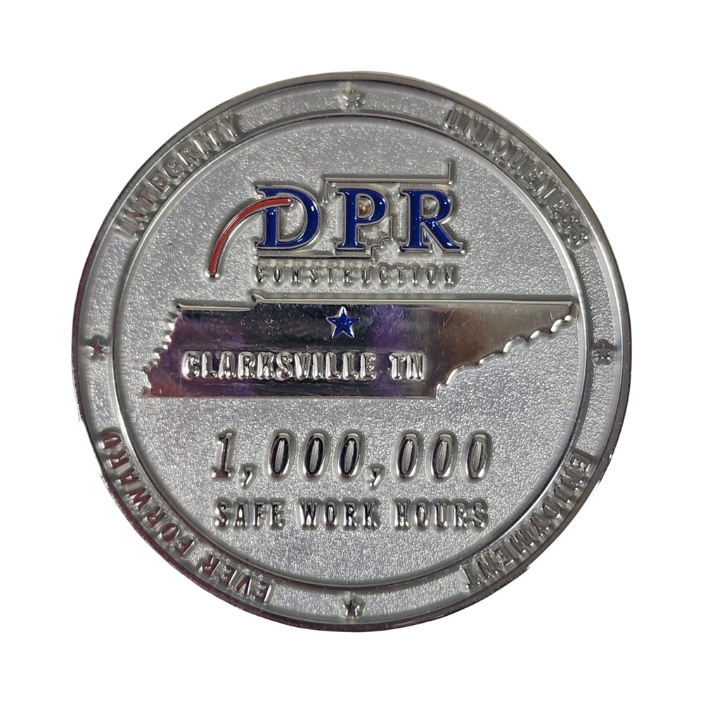 LG DPR Construction Clarksville TN 1,000,000 Safe Work Hours Challenge Coin